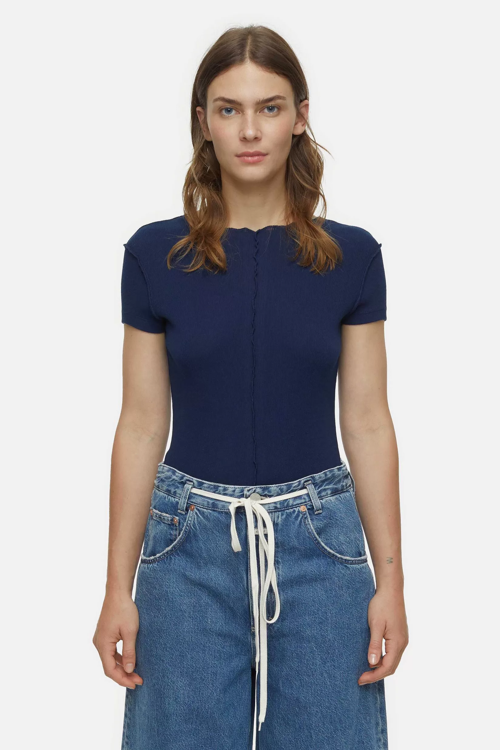 Clearance CLOSED Fijne Ribtop Blauwe Ruimte